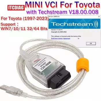 Мини Vci кабель MINIVCI для Toyota TIS Techstream 18.00.008 12.20.024 FTDI для автомобильного сканера J2534 OBD OBD2, кабель для диагностики автомобиля