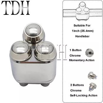 Миниатюрная кнопка для переключения мотоцикла Cafe Racer, руль 22 мм, 25 мм, 1 дюйм, 7/8 дюйма, Bar, мгновенный самоблокирующийся сигнал, светильник, 3 кнопки, переключатели