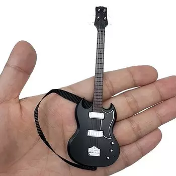 Миниатюрная музыкальная электрогитара GCDHome 1:12 черная/красная