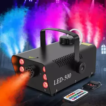 Миниатюрная светодиодная сценическая дымовая машина 500 Вт 6 RGB с таймером, беспроводной пульт дистанционного управления, газовая термолампа, дымовая машина для телефона, Хэллоуин