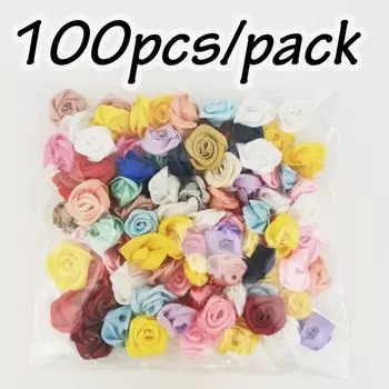 Миниатюрные искусственные розы из атласной ленты RIBBON HOUSE (100 шт.)