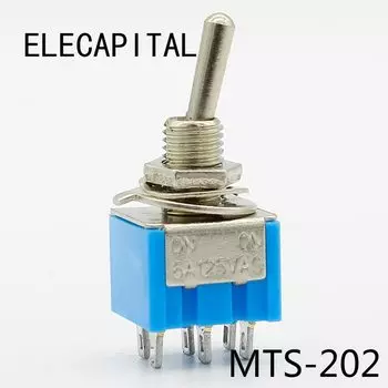Миниатюрные переключатели DPDT ELECAPITAL, синие, 5 шт.