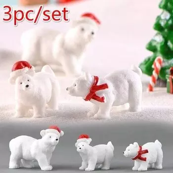Миниатюрные рождественские фигурки белого медведя из смолы