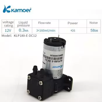 Миниатюрный диафрагменный жидкостный насос Kamoer KLP180, 180 мл/мин, 12 В, 24 В, щеточный двигатель BLDC с давлением жидкости EPDM, МПа для лаборатории и струйной печати