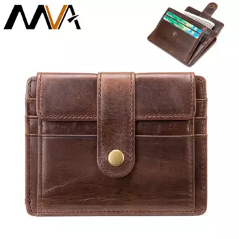 Минималистичные кошельки MVA, кошелек для карт с окошком для удостоверения личности, ультратонкие кошельки для мужчин, держатель для кредитных карт из натуральной кожи для мужчин, деловой