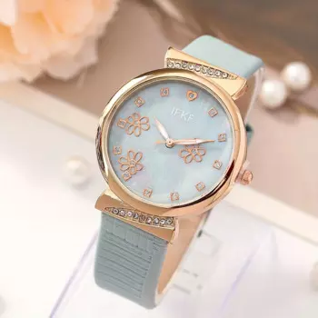 Минималистичные Женские Романтические круглые часы с ремешком из искусственной кожи