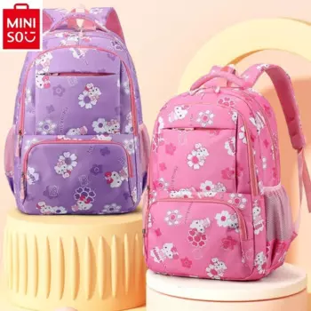 MINISO 2024 Новый мультяшный Hello Kitty большой объем легкий рюкзак для студентов свежий и милый рюкзак для хранения на открытом воздухе
