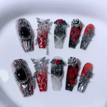 MINISO Готические накладные ногти длинная форма гроба