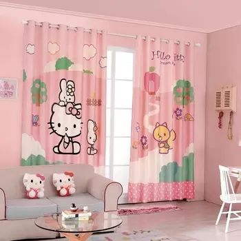 MINISO Розовые шторы-блэкаут с котятами