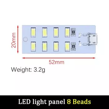 Mirco Usb 5730 Светодиодная панель освещения USB Мобильный светильник Аварийное освещение Ночник Белый 5730 Smd 5 В 430 мА ~ 470 мА Настольная лампа «сделай сам»