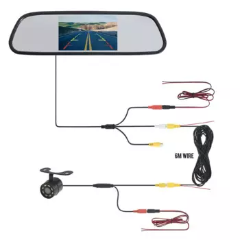 MJDOUD Автомобильная камера заднего вида с зеркальным монитором для парковки транспортных средств, зеркальная камера заднего вида, 4,3-дюймовый экран, HD камера заднего вида