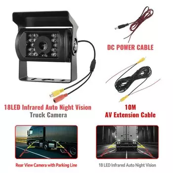 MJDOUD камера заднего вида для грузовика, автобуса, упаковки автомобиля, 12-24 В, 18 светодиодов, инфракрасная камера ночного видения, водонепроницаемая камера заднего вида для монитора