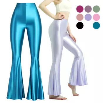 MJINM женские жирные блестящие колготки облегающие непрозрачные пикантные Капри с высокой талией гладкие Супер Гладкие обтягивающие леггинсы расклешенные брюки