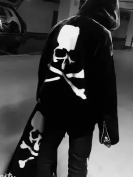 MMJ Темная шуба с черепом 2024, мужская и женская меховая куртка с капюшоном High Street WY1017