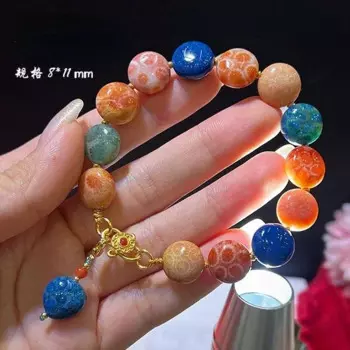 Многоцелевой браслет ручной работы с натуральным кораллом, нефритом И юньчжу-Унисекс 8*11 мм браслет из бисера для удачи и благословений