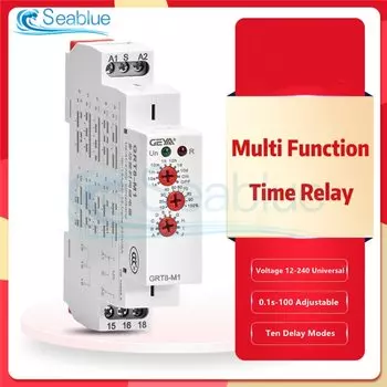 Многофункциональное реле-таймер GRT8 M1, M2, 16 А, 10 функций, 12 В, 220 В, 240 В