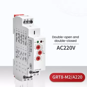 Многофункциональное реле времени GRT8 M1 M2, 220 В, 16 А, переменный ток/фотоэлемент, электронное реле повторения с 10 функциями, реле времени