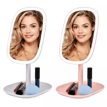 Многофункциональное умное зеркало для макияжа с 10-кратным увеличением, портативная Компактная настольная лампа, косметическое зеркало с сенсорным экраном