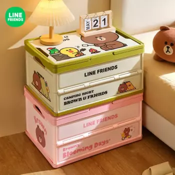 Многофункциональный складной бокс для пикника Line Friends, коричневый уличный ящик для хранения, для кемпинга, милый аниме автомобильный ящик для хранения