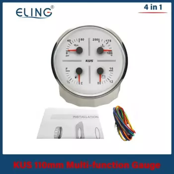 Многофункциональный тахометр KUS 110 мм для автомобиля, лодки, 6 К, счетчик часов с уровнем топлива, температура воды, давление масла, вольтметр 12 В, красный, желтый свет