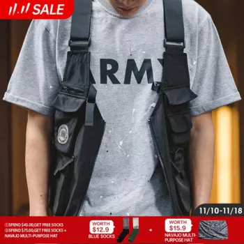 Многофункциональный ветрозащитный жилет Maden для мужчин, функциональная куртка-Кроссбоди двойного назначения с широкими лямками, однотонная сумка