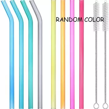 Многоразовые стеклянные трубочки DEOUNY, 8 шт., разные цвета