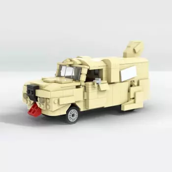 MOC Town Taxi Dog, модель автомобиля в сборе, строительные блоки, автомобиль, грузовик, дорожный кирпич, игрушка, подарок для детей