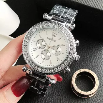 Мода 2023 новый бренд серебряные часы женские часы из нержавеющей стали Стразы кварцевые часы женские наручные часы