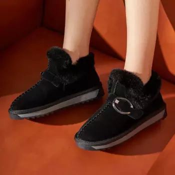 Мода 2024, элегантные женские зимние ботинки на низком каблуке, женская обувь на плоской подошве, таби без слизких, большой размер, теплый тренд, косплей, большая распродажа