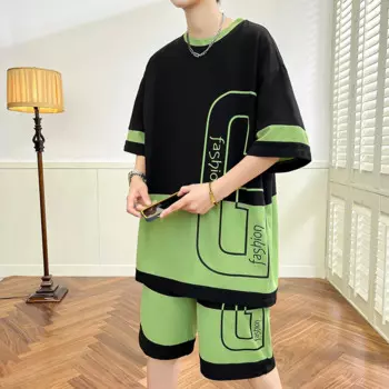 Мода 2024, летние мужские комплекты из двух предметов, повседневная футболка и шорты, брюки, спортивные костюмы, уличная спортивная одежда, свободные топы с короткими рукавами, футболки и короткие комплекты брюк для бе