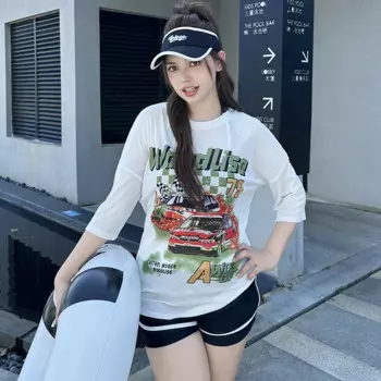 Модель 2024, женский купальник, комплект бикини с лямкой на шее, женский купальник из 3 предметов с длинным рукавом, рубашка для плавания, купальные костюмы, женские купальники, топы, пляжная одежда