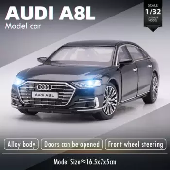 Модель автомобиля Audi A8L литой под давлением в масштабе 1:32, игрушечные автомобили, коллекционные хобби, подарки, статический литой автомобиль для мальчиков, детский подарок