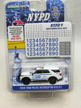 Модель автомобиля Ford Detective Police Car - Green Edition из литого металлического сплава, 1: 64, 2020, Игрушечная машина для коллекции подарков