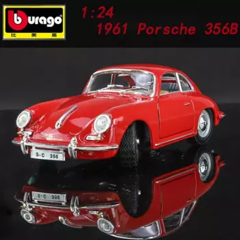 Модель автомобиля из сплава Bburago 1:24 1961 Porsche 356B, модель автомобиля из литого под давлением, коллекционный подарок, миниатюрная модель автомобиля, декоративная модель