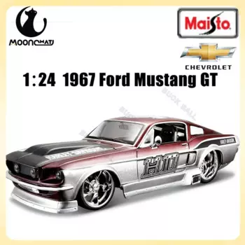 Модель автомобиля Maisto 1967 Ford Mustang GT из цинкового сплава в масштабе 1:24, спортивный автомобиль Chevrolet Die Cast в стиле ретро, коллекционный роскошный автомобиль, игрушечный подарок