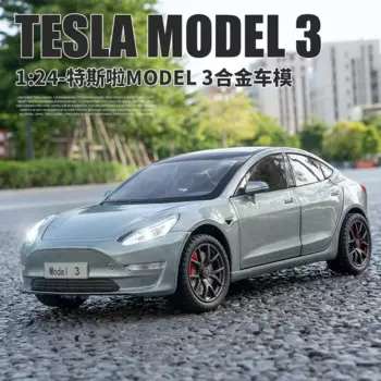 Модель автомобиля под давлением 1:24 из сплава, миниатюрная модель Tesla, модель 3 седан, сборная для детей, подарок на день рождения, Металлическая машинка для мальчиков, рождественские игрушки
