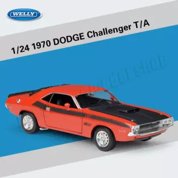 Модель автомобиля WELLY 1:24 1970 DODGE Challenger T/A из сплава, литой под давлением, коллекционная Миниатюрная модель автомобиля, украшение, праздничный подарок