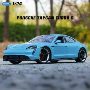 Модель автомобиля Welly 1:24 Porsche Taycan Turbo S из сплава, имитация украшения, коллекция, Подарочная игрушка, литье под давлением, искусство B547