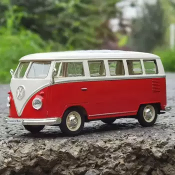 Модель автомобиля WELLY 1:24 Volkswagen VW T1 BUS 1963 T2 из сплава, литой и игрушечный автомобиль, коллекционная игрушечная машинка
