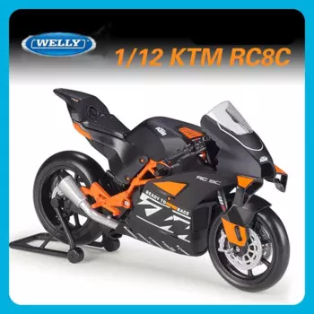 Модель гоночного мотоцикла Welly 1:12 KTM RC 8C из сплава, модель уличного дорожного спорта, мотоцикла, коллекционная Коллекционная металлическая модель, подарок