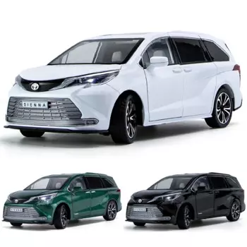 Модель игрушечного автомобиля TOYOTA SIENNA MPV Van, литой под давлением, миниатюрная модель со звуком заднего вида и открывающимися дверями, коллекционный подарок для мальчика и ребенка, 1/24