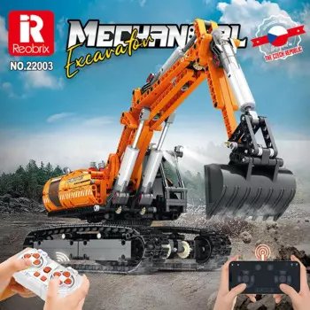 Модель Экскаватора Reobrix22003 с дистанционным управлением, Детский развивающий строительный блок, игрушка