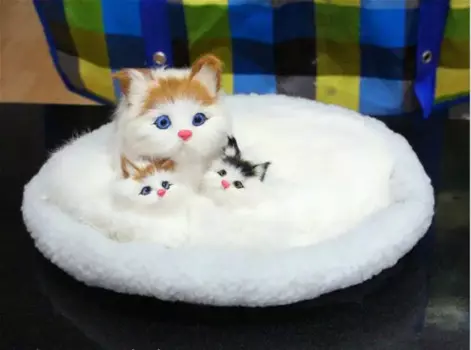 Модель кошки из пластика и меха для семьи реальной жизни, милый подарок кошке, около 32x16 см xf2816