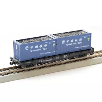 Модель поезда HO 1/87, китайский грузовик NX70, грузовик с платформой + контейнер для угля 20 футов * 2 игрушечные машинки на рельсах