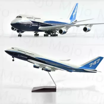 Модель реактивного самолета 1:130 B747 Модель самолета Модель литья под давлением самолета для взрослых со светодиодной подсветкой (сенсорное или звуковое управление) для