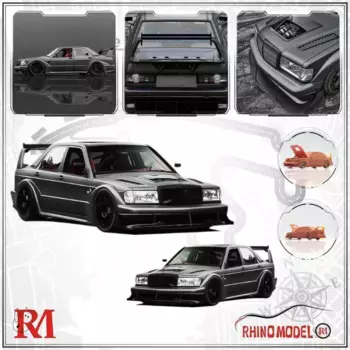 Модель Rhino 1:64 190E W201 HWA Gun Металлическая модель автомобиля