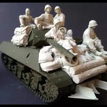 Модель солдата из смолы 1/35 года, наборы фигурок, бесцветные и самособранные (6 солдат + реквизит, Фотоэлементы)