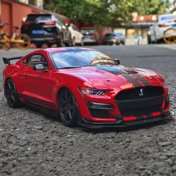 Модель спортивного автомобиля Ford Mustang Shelby GT500 из сплава, модель литая металлическая Гоночная машина, модель автомобиля со звуком и фотографией, детская игрушка в подарок, 1/18