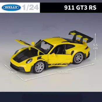 Модель спортивного автомобиля Welly 1:24 Porsche 911 GT3(922)RS из сплава, модель литая металлическая дорожка, Модель гоночного автомобиля, имитация детских игрушек в подарок
