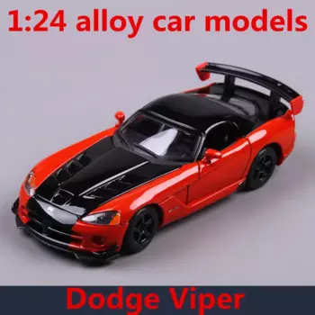 Модели легкосплавных автомобилей 1:24, высокая имитация Dodge Viper SRT, металлические диски, бесплатная доставка, детский подарок